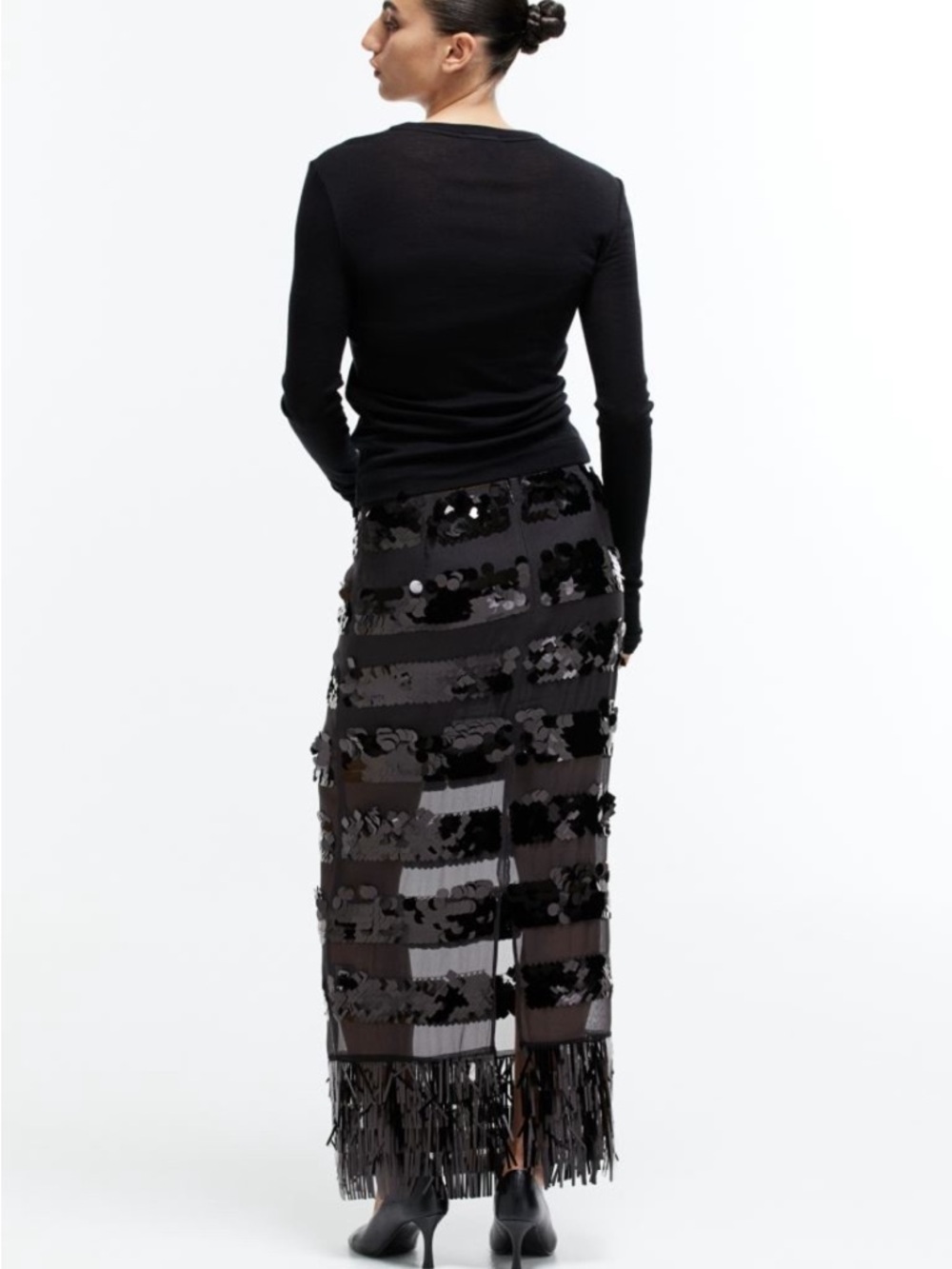 Black Sequin Maxi Skirt - Picture 4 of 6
